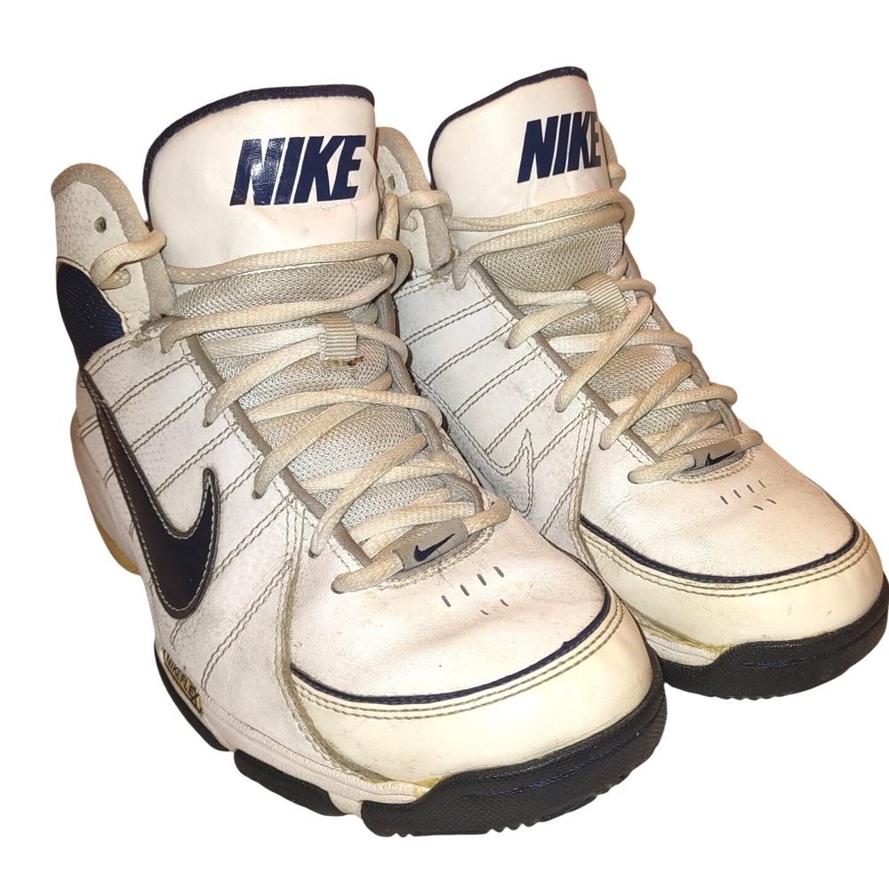 Nike Flex High Top Sneakers Boys 6.5Y Basketball Shoes White Blue 375762-141 Y2K